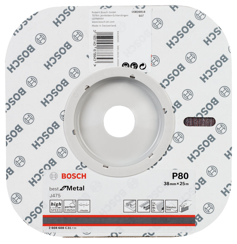 Hoja de lija Bosch BfM, 38 mm x 25 m, G80, 1 unidad