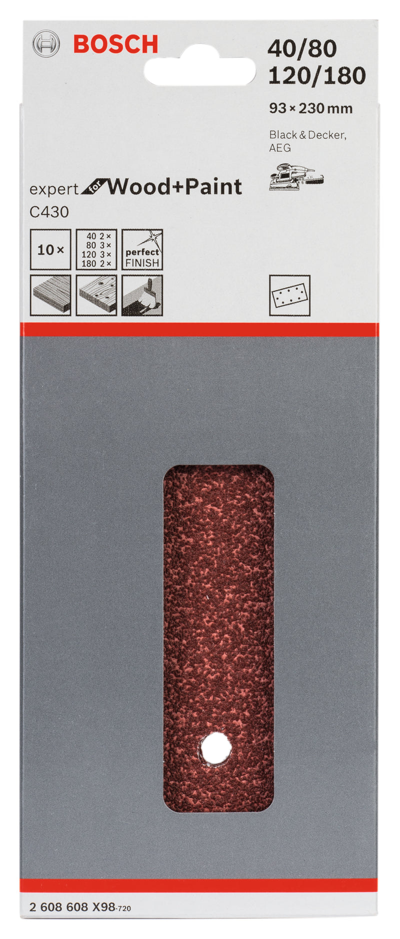 Papel de lija Bosch C430, paquete de 10