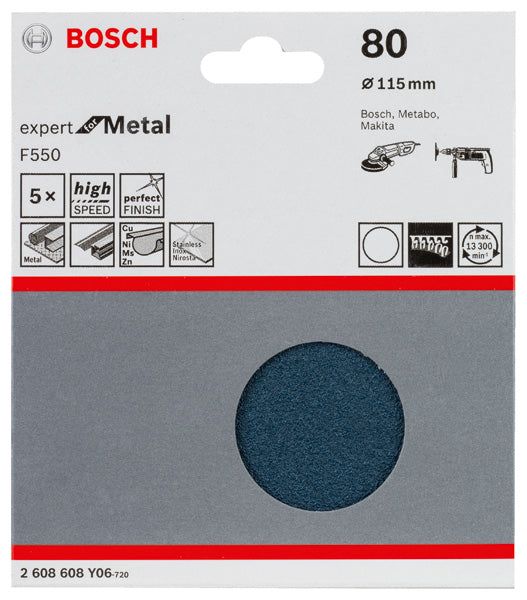 Papel de lija Bosch F550, paquete de 5