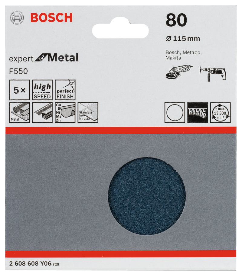 Papel de lija Bosch F550, paquete de 5