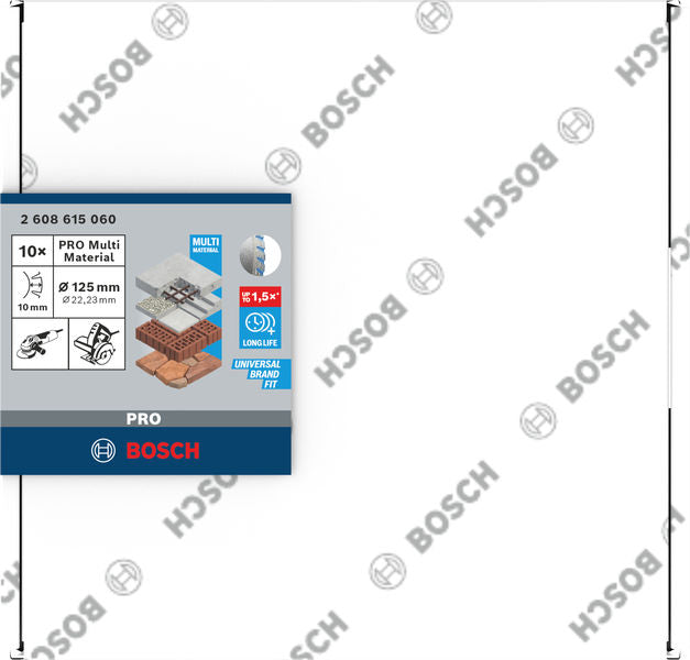 Discos de corte de diamante Bosch Accessories (disco de corte de diamante multimaterial PRO, 125 x 22,23 mm, 10 unidades)