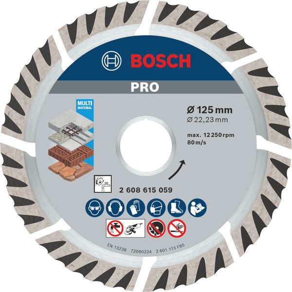 Discos de corte de diamante Bosch Accessories (disco de corte de diamante multimaterial PRO, 125 x 22,23 mm, 10 unidades)