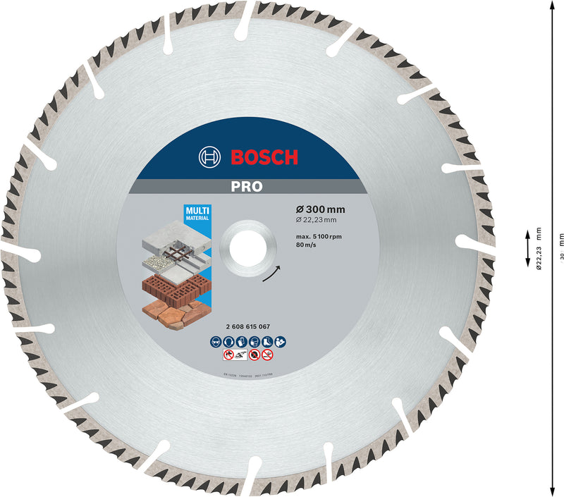 Discos de corte de diamante Bosch Accessories (Disco de diamante PRO Multi Material, 300 x 22,23 mm)