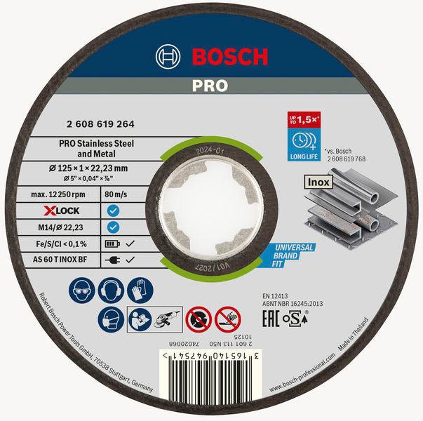 Disco de corte Bosch X-Lock Expert 125x1 mm Inox