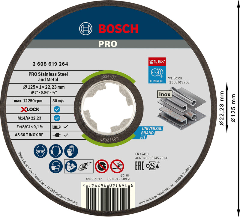 Disco de corte Bosch X-Lock Expert 125x1 mm Inox