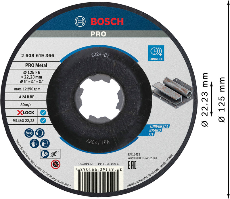 Disco de desbaste Bosch X-lock de 125 mm