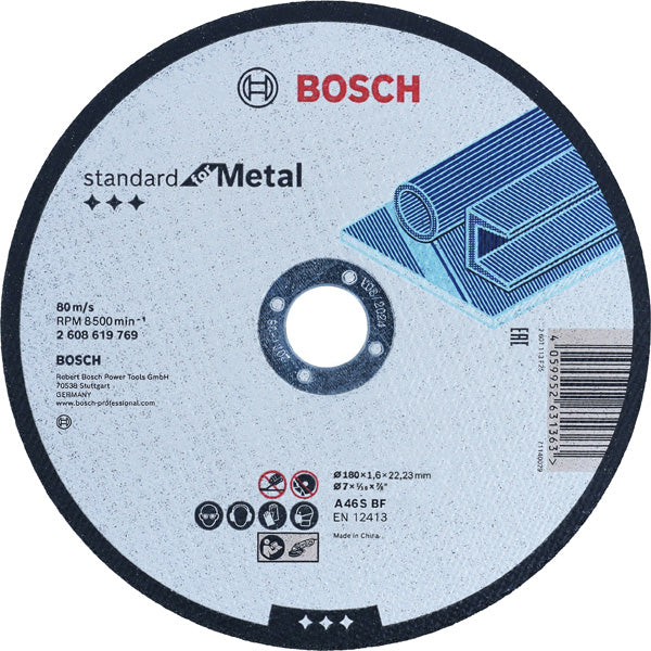 Bosch Standard for Metal Abrasive Disc, Right, 180 mm, 22.23 mm