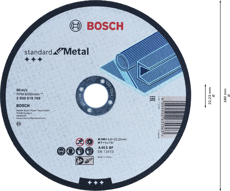 Bosch Standard for Metal Abrasive Disc, Right, 180 mm, 22.23 mm