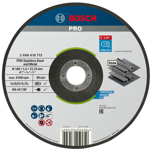 Bosch TS Std. para Inox 180x1,6x22,23 espessura