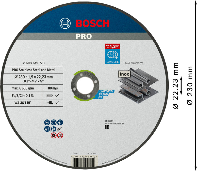 Bosch TS Std. for Inox 230x1.9x22.23 gerade