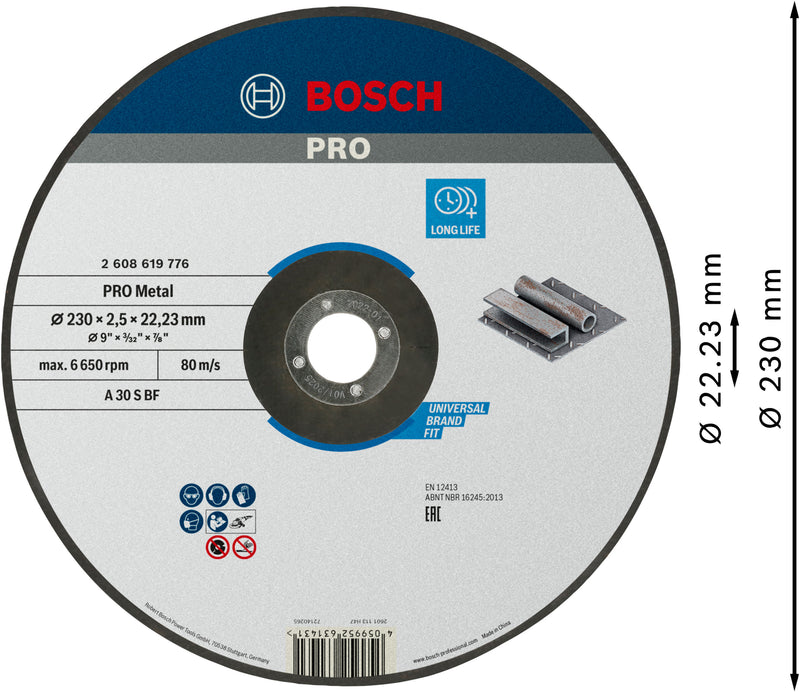 Bosch TS Std. para Metal 230x2,5x22,23 gekröpft