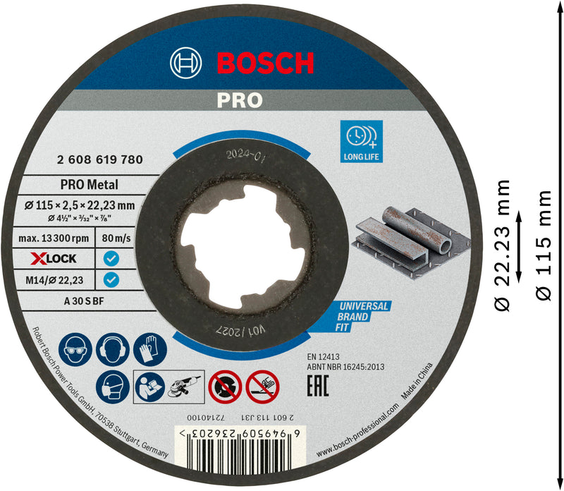 Bosch X-LOCK TS Sf Metal 115x2.5x22.23 gerade