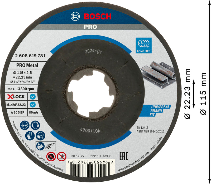 Bosch X-LOCK TS SfMetal 115x2,5x22,23 com tachas
