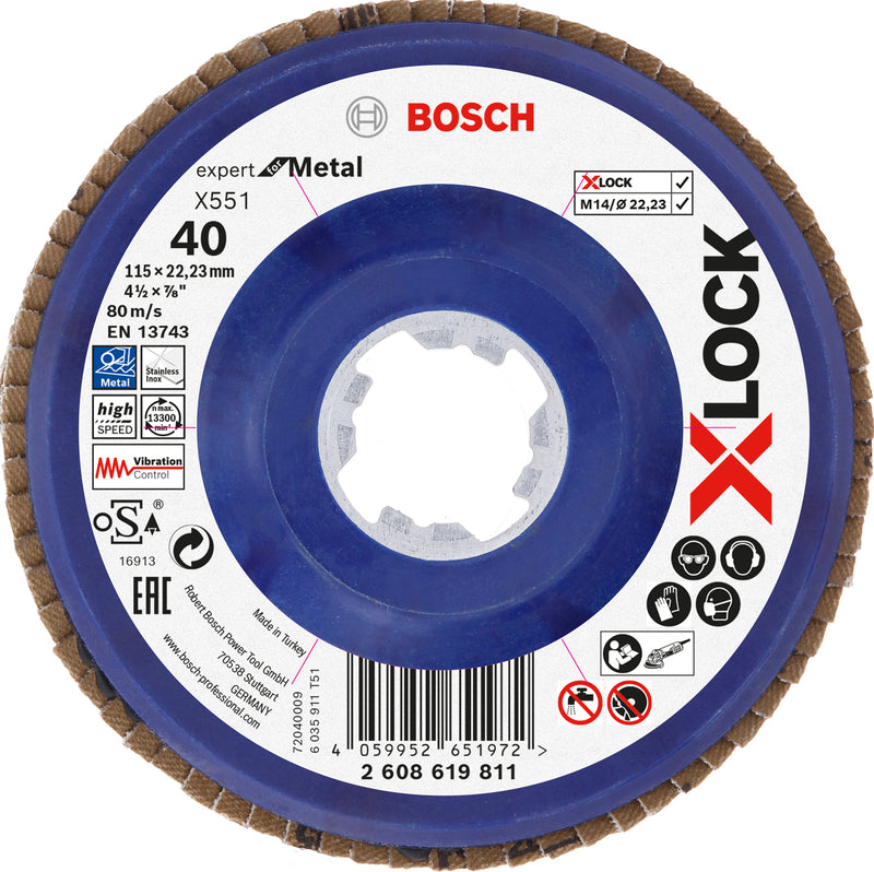 Discos de lijado Bosch (disco de láminas X551, Expert para metal, X-LOCK)