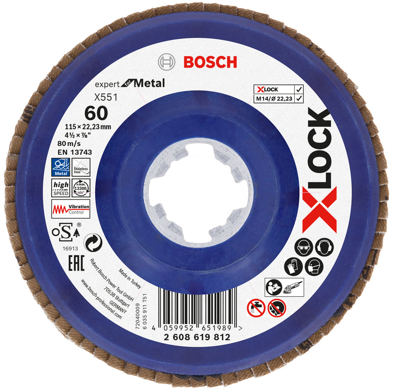 Bosch Accessories Sanding Discs (X551 Flap Disc, Expert for Metal, X-LOCK)