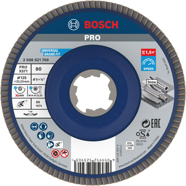 Bosch PRO X571 flap disc, angled, 125 mm, G80, X-Lock