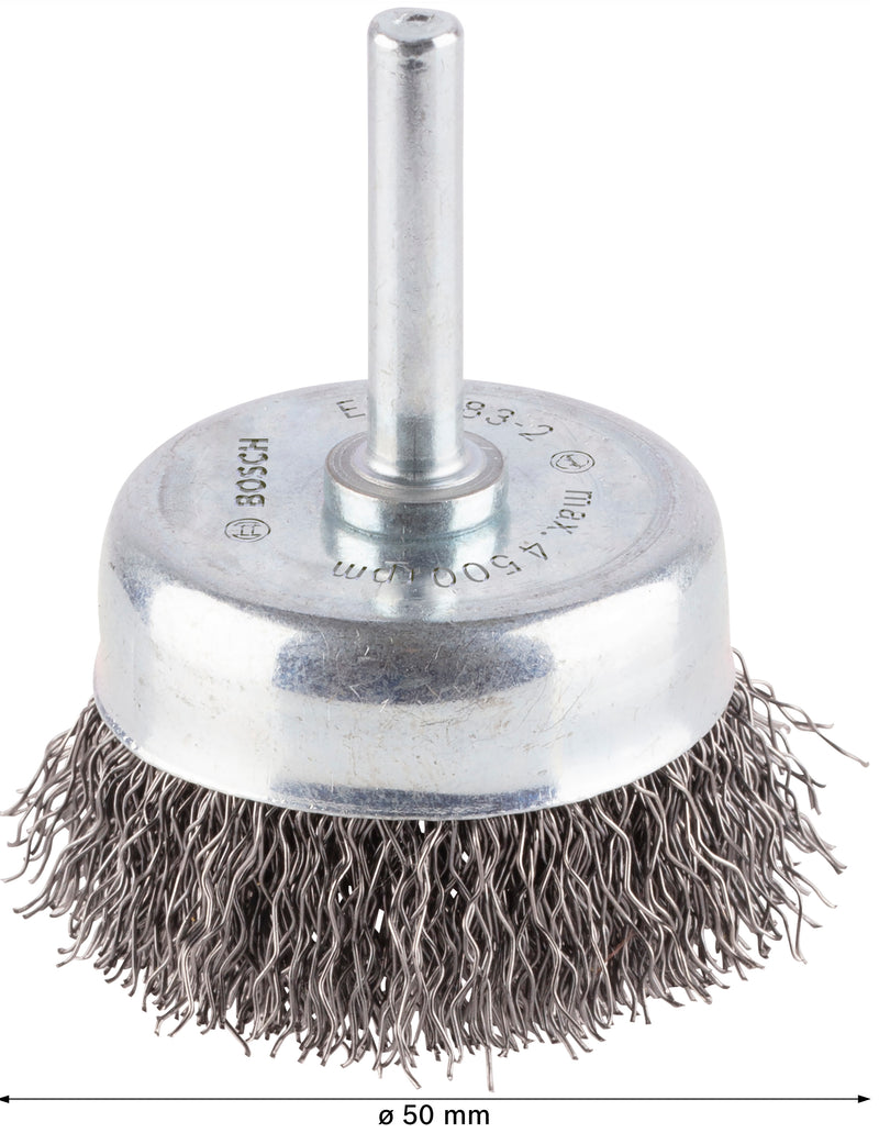 Bosch 6mm Shank Cup Brush 50mm Crimped Steel