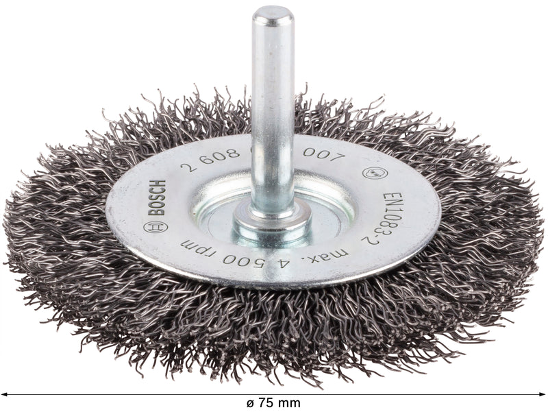 Bosch 6mm Shank Wire Wheel 75mm, Crimped,Steel