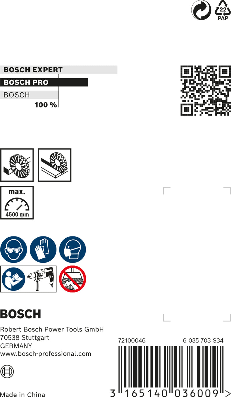 Bosch 6mm Shank Wire Wheel 75mm, Crimped,Brass