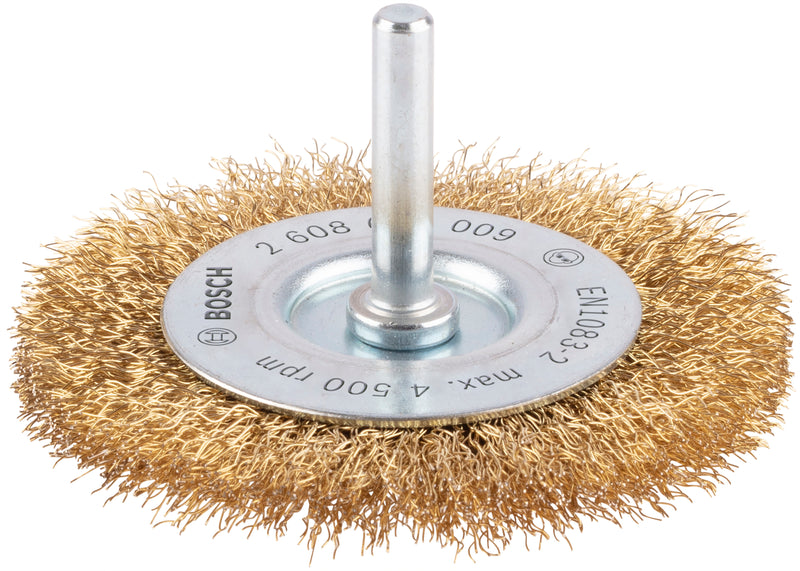 Bosch 6mm Shank Wire Wheel 75mm, Crimped,Brass