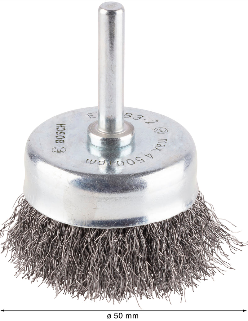 Bosch 6mm Shank Cup Brush 50mm Crimped Steel