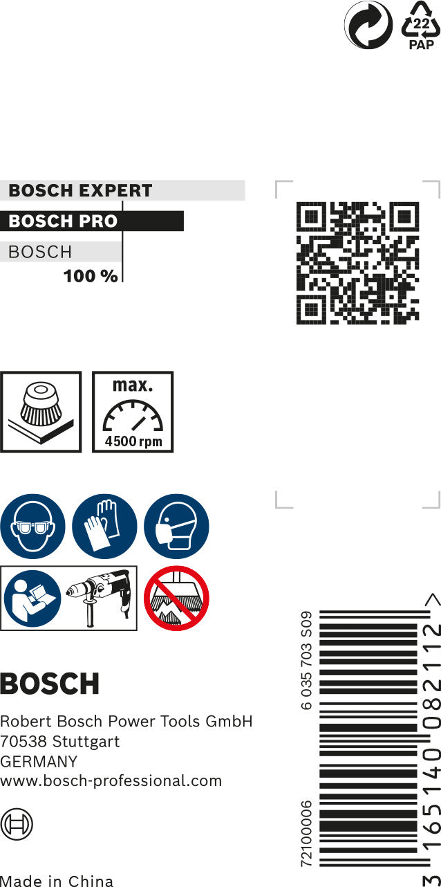 Escova tipo copo Bosch com haste de 6 mm, 50 mm, nylon 1,1 mm