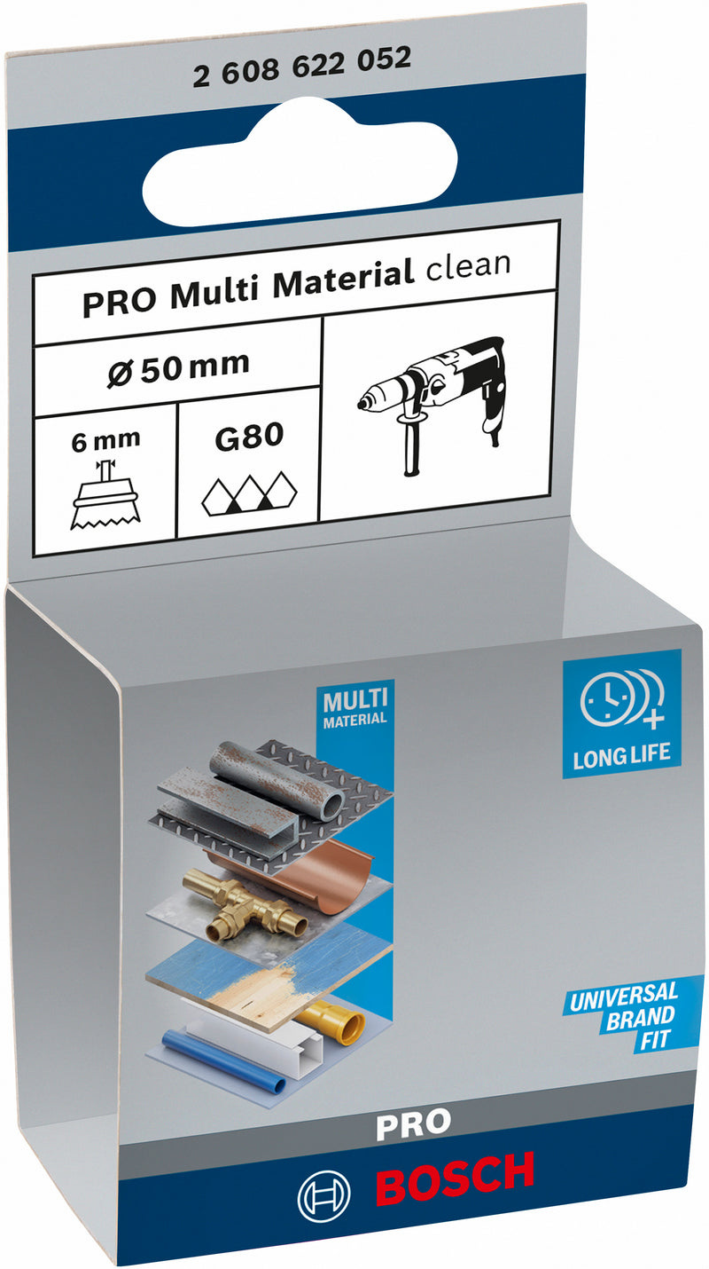 Escova tipo copo Bosch com haste de 6 mm, 50 mm, nylon 1,1 mm