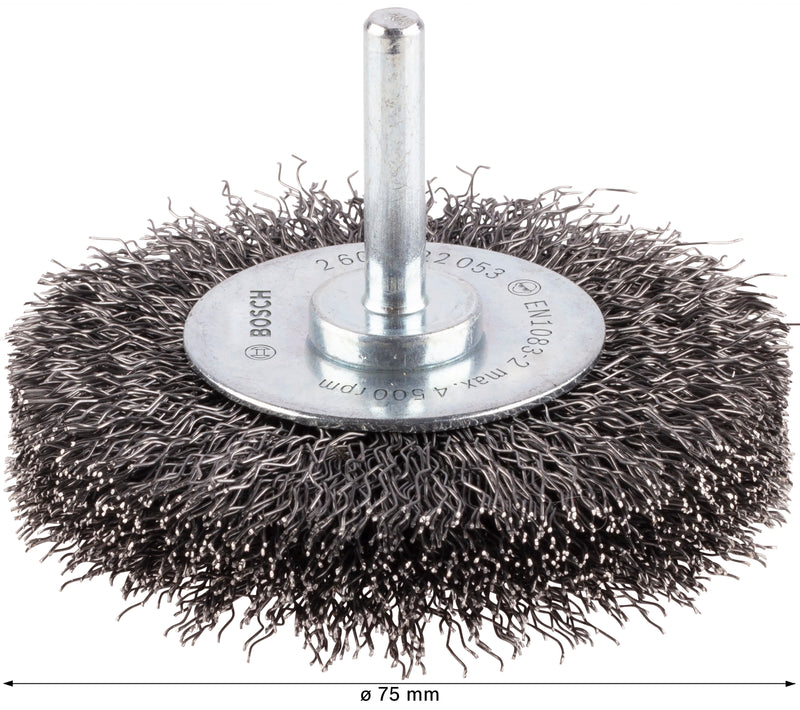 Bosch 6mm Shank Wire Wheel 75mm, Crimped,Steel
