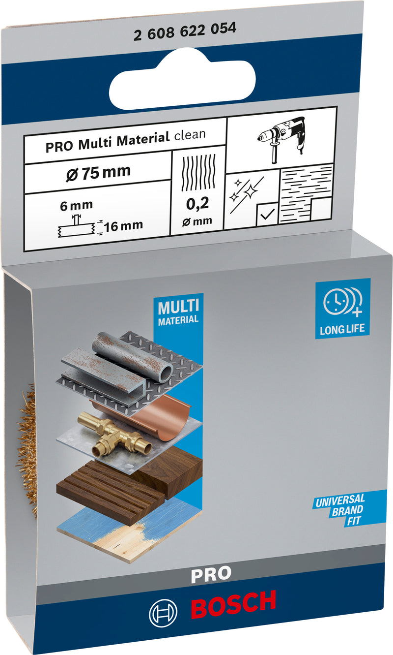 Bosch 6mm Shank Wire Wheel 70mm, Crimped,Brass