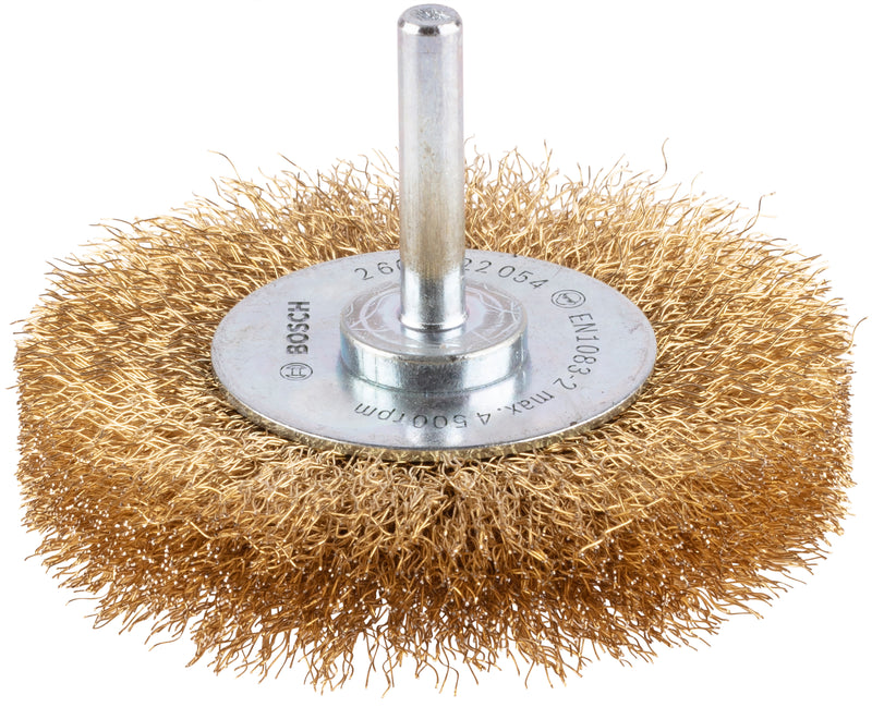 Bosch 6mm Shank Wire Wheel 70mm, Crimped,Brass