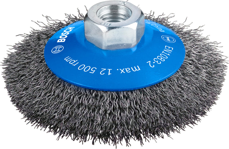 Escova cónica Bosch M14 100 mm ondulada, aço