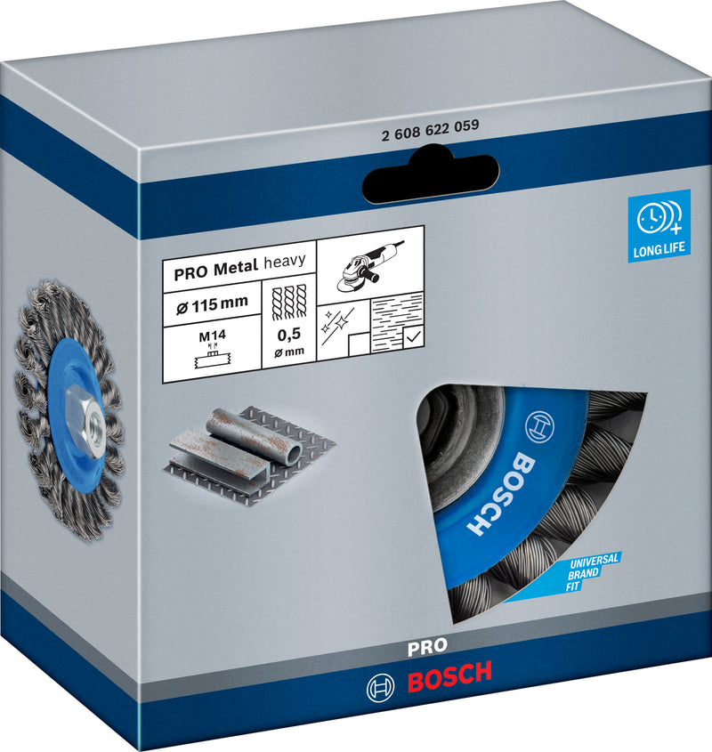 Bosch M14 Wire Wheel 115m Knotted 0.5mm Steel