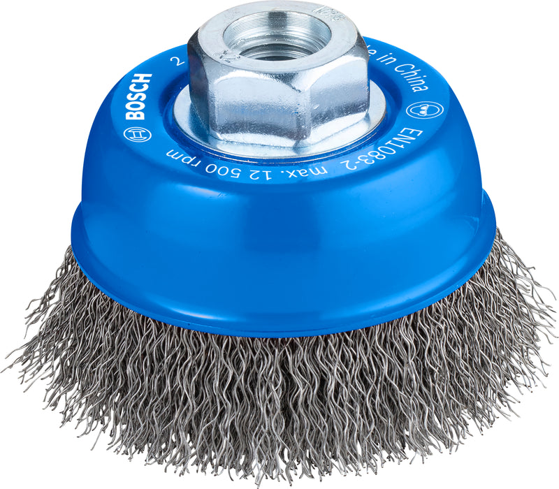 Bosch M14 Cup Brush 70mm, Crimped, 0.3mm steel