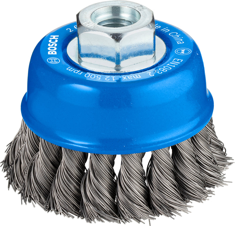 Escova tipo copo Bosch M14 75 mm, aço com nós 0,35 mm