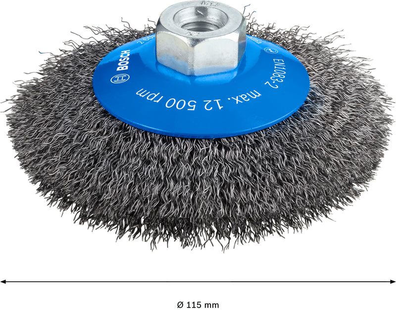 Bosch M14 Conical Brush 115mm, Crimped, 0.35mm