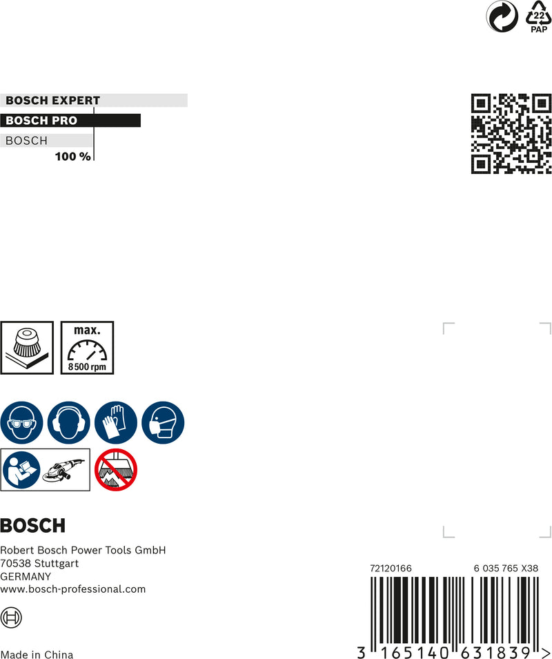 Bosch M14 Cup Brush 100mm Crimped 0.3mm Inox