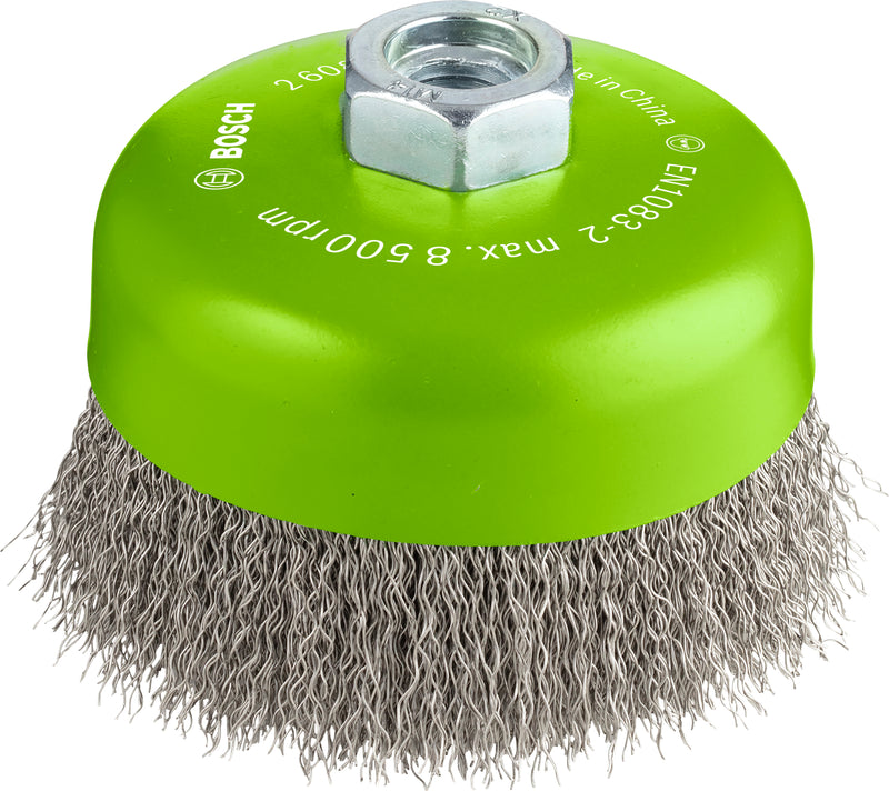 Bosch M14 Cup Brush 100mm Crimped 0.3mm Inox