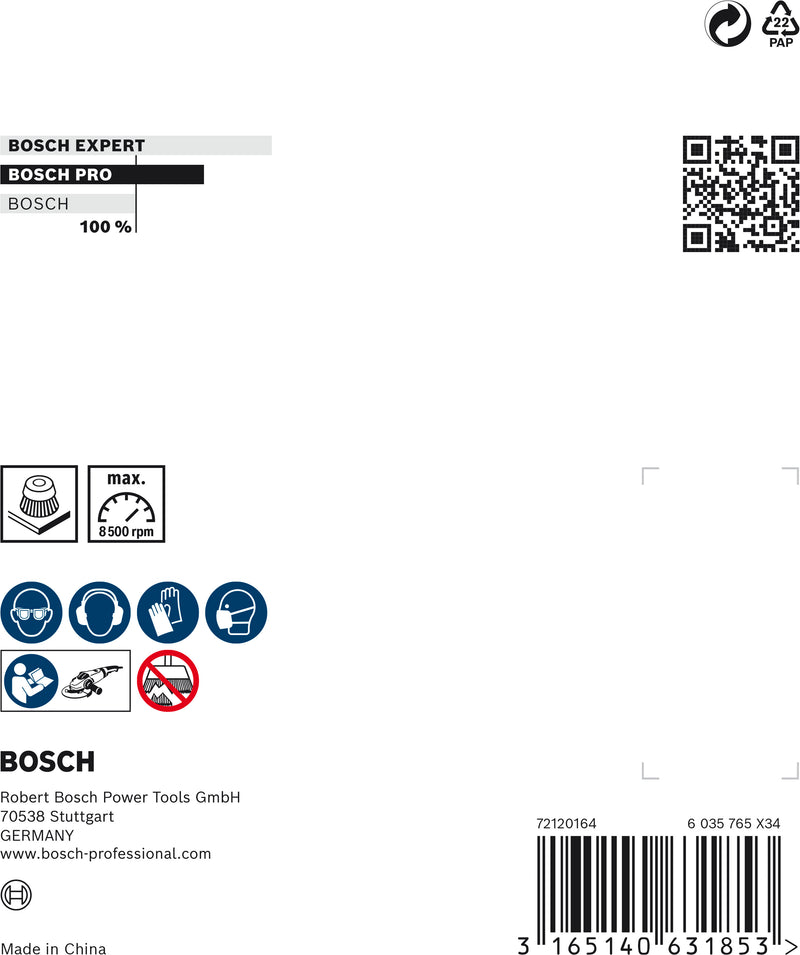 Escova para copos Bosch M14 100 mm com nós 0,35 mm Inox