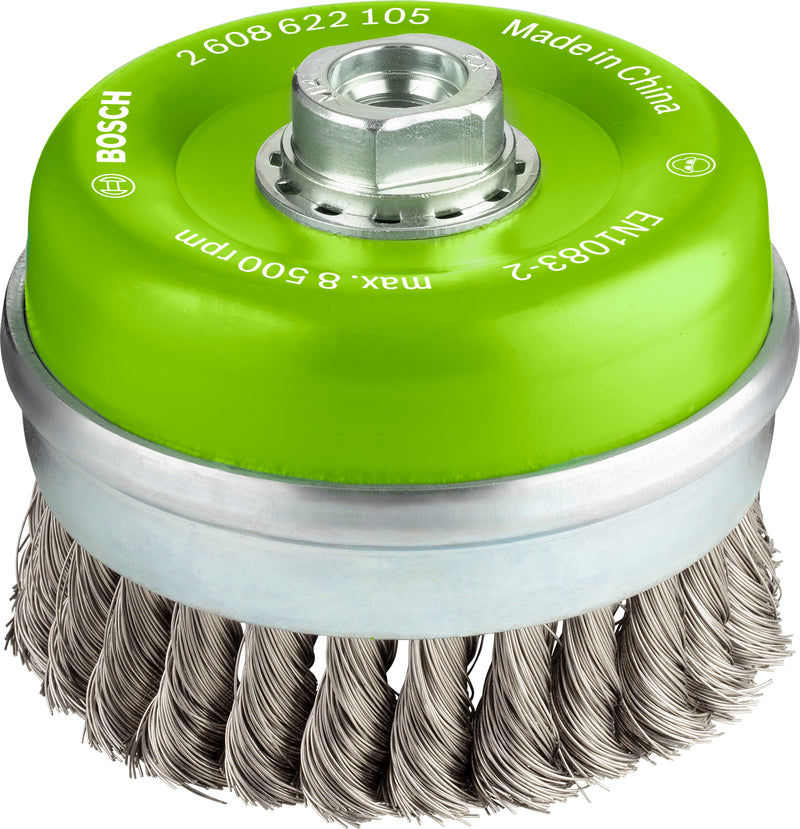 Escova para copos Bosch M14 100 mm com nós 0,35 mm Inox