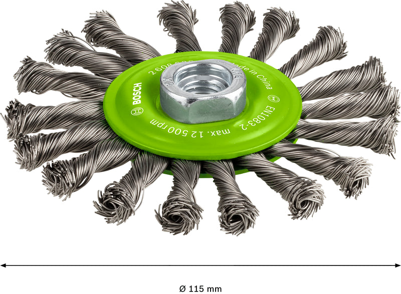 Bosch M14 Wire Wheel 115mm,Knotted, 0.5mm inox