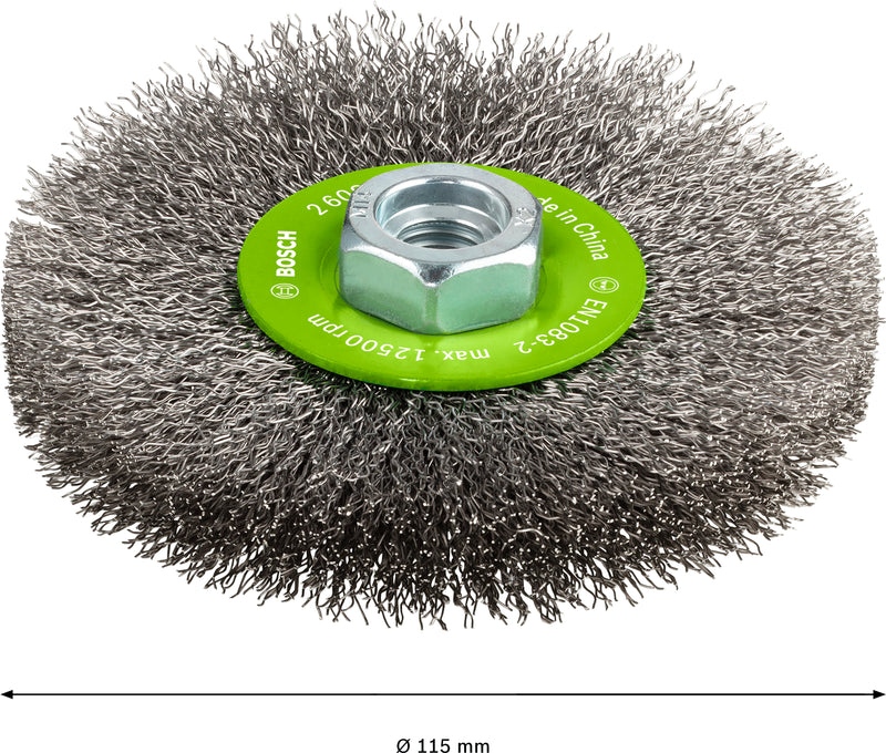 Bosch M14 Wire Wheel 115mm,Crimped, 0.3mm inox