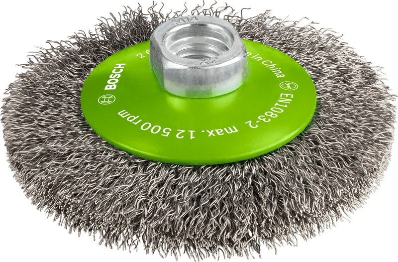 Bosch M14 Conical Brush 100mm, Crimped, 0.35mm