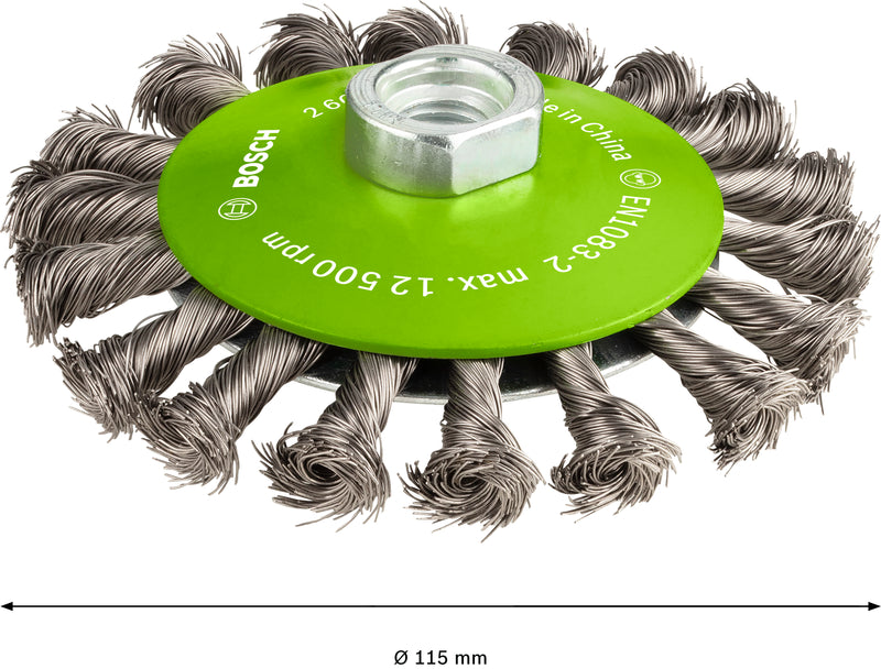 Bosch M14 Conical Brush 115mm, Knotted, 0.35mm