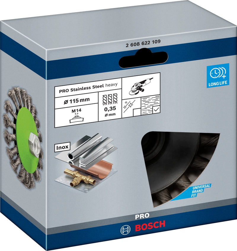 Bosch M14 Conical Brush 115mm, Knotted, 0.35mm