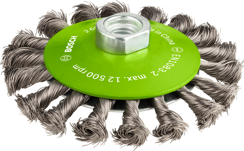 Bosch M14 Conical Brush 115mm, Knotted, 0.35mm