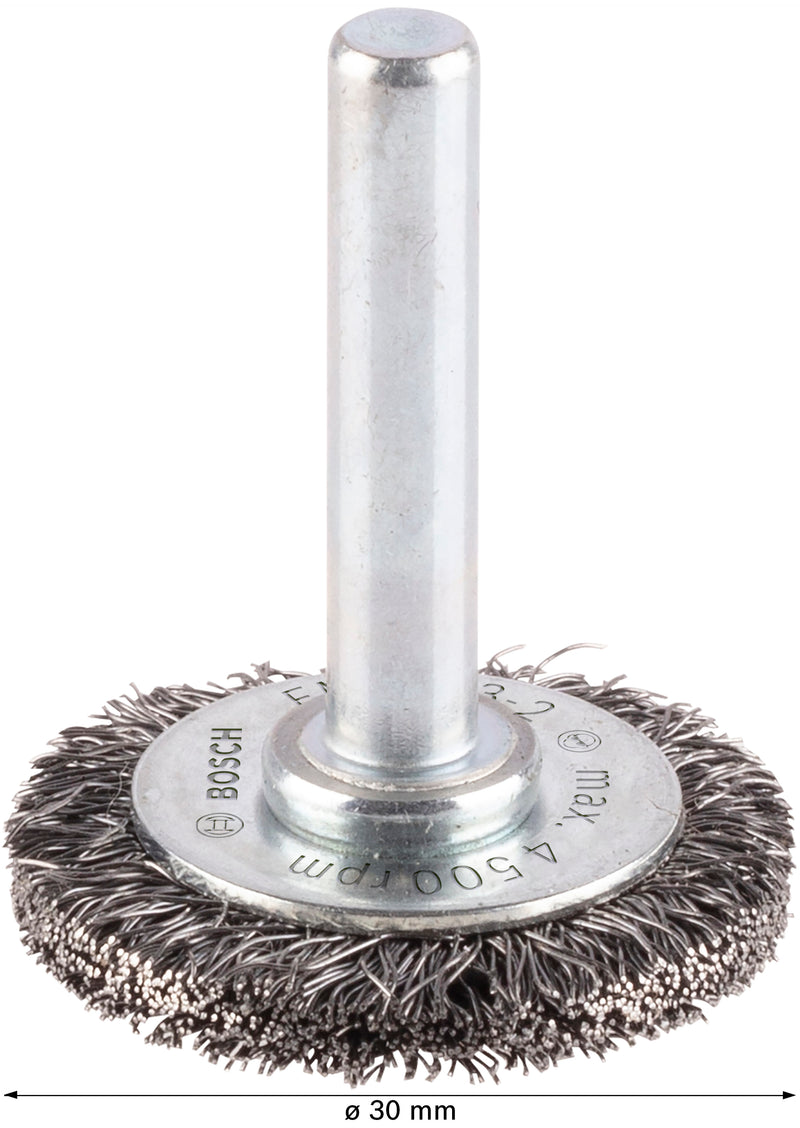 Roda de arame Bosch com haste de 6 mm, 30 mm, ondulada, 0,2 mm