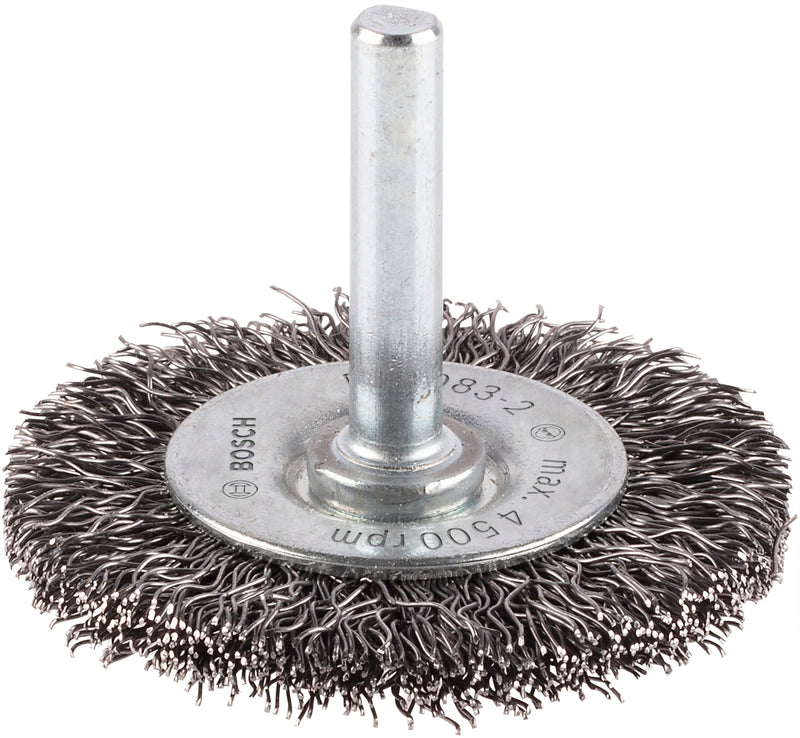 Bosch 6mm Shank Wire Wheel 50mm, Crimped,0.3mm