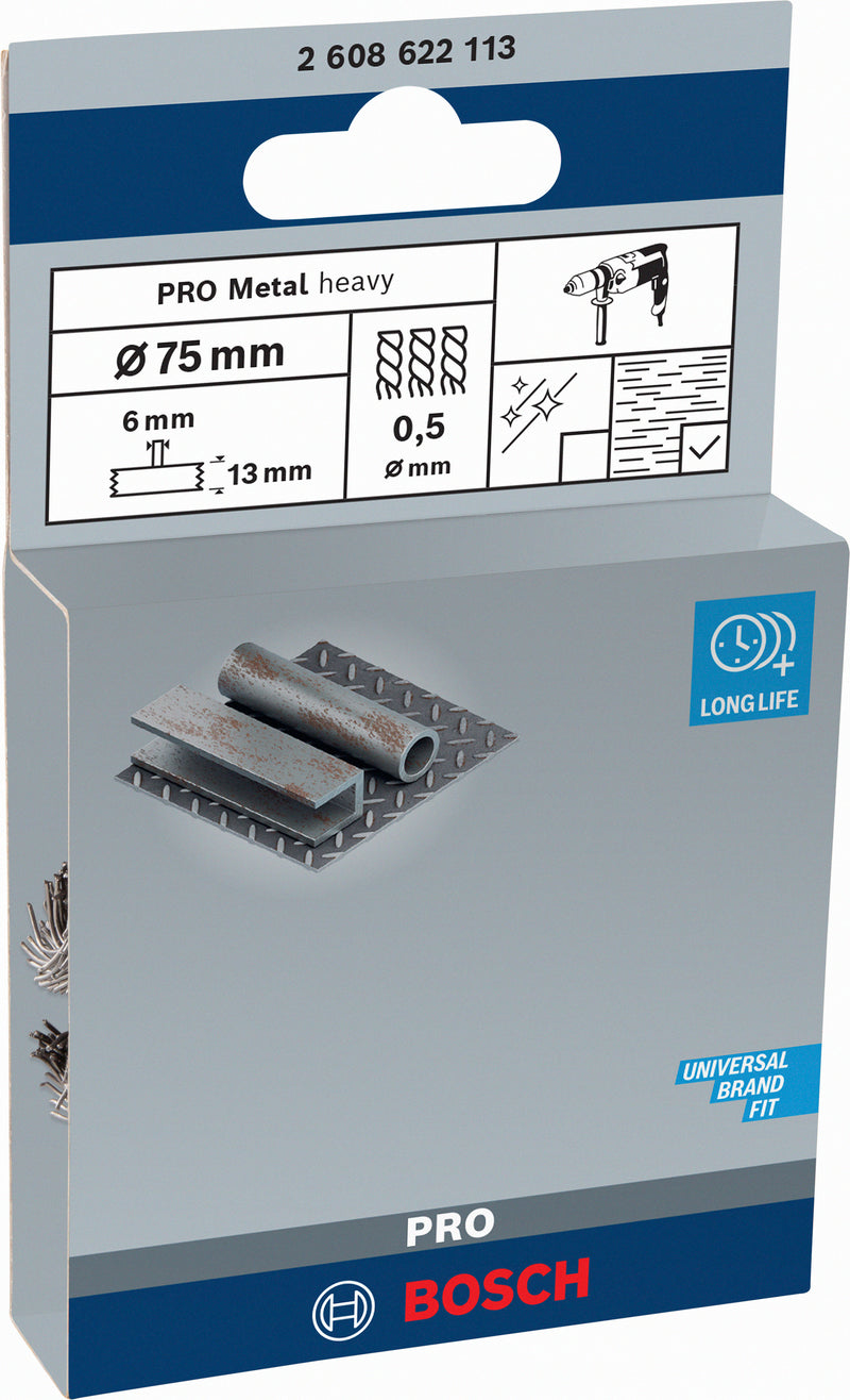 Bosch 6mm Shank Wire Wheel 75mm, Knotted,0.5mm