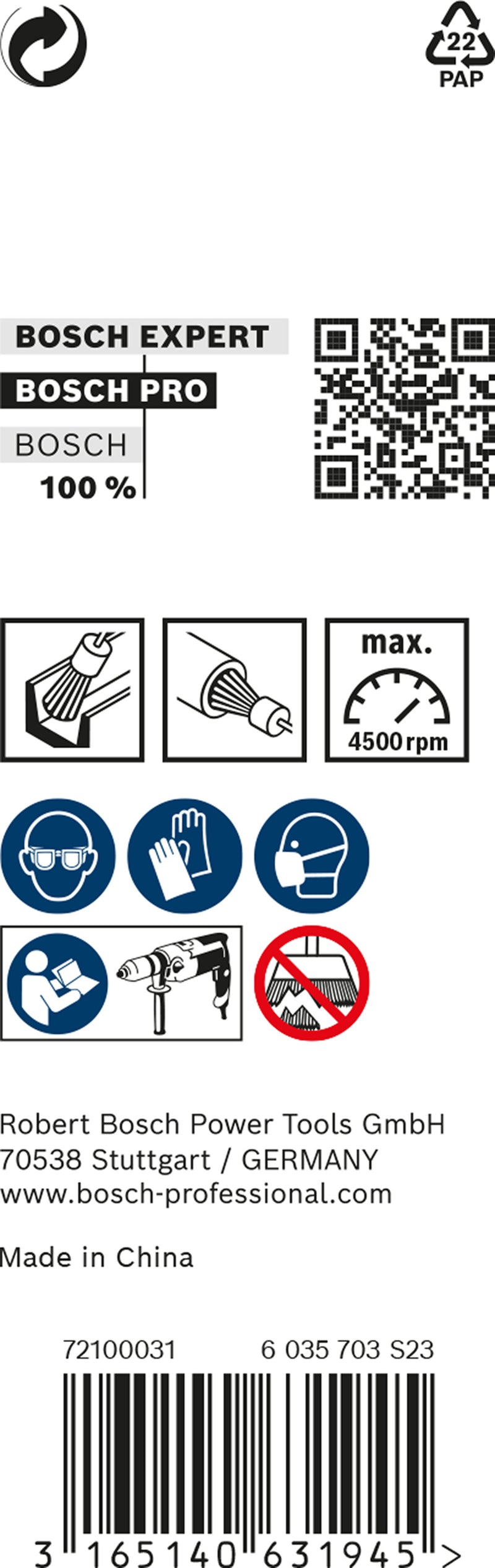 Pincel Bosch com haste de 6 mm e 15 mm, ondulado