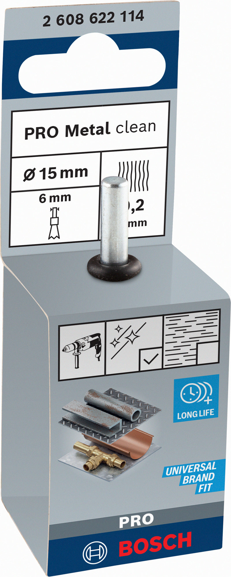 Pincel Bosch com haste de 6 mm e 15 mm, ondulado